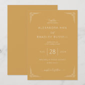 Elegant Mustard Yellow Wedding Invitation (Devant / Derrière)