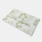 Elegant Muted Sage Hibiscus Pattern Deurmat (Schuin)