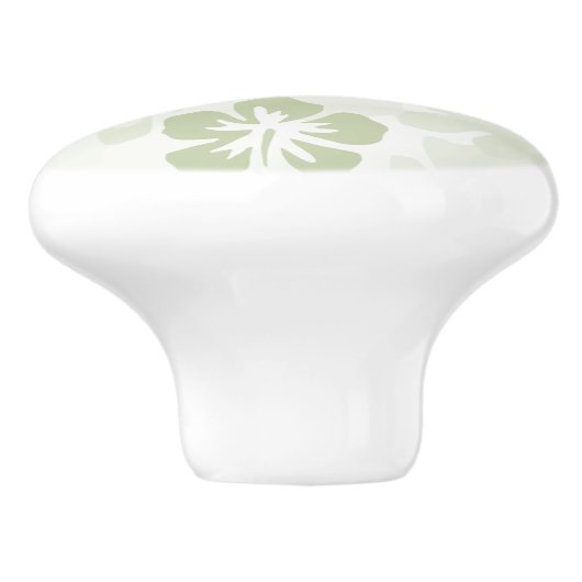 Elegant Muted Sage Hibiscus Pattern Keramische Knop (Zijkant)