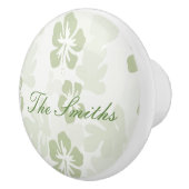 Elegant Muted Sage Hibiscus Pattern Keramische Knop (Rechts)