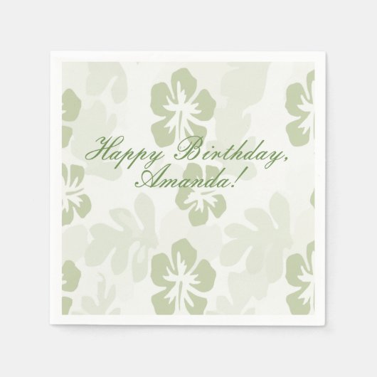 Elegant Muted Sage Hibiscus Pattern Servet (Voorkant)