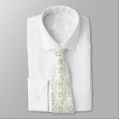 Elegant Muted Sage Hibiscus Pattern Stropdas (Gebonden)
