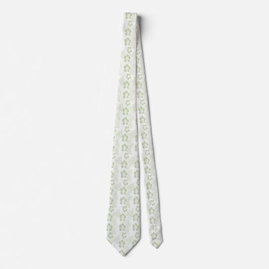 Elegant Muted Sage Hibiscus Pattern Stropdas (Voorkant)