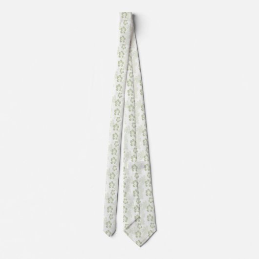 Elegant Muted Sage Hibiscus Pattern Stropdas (Achterkant)