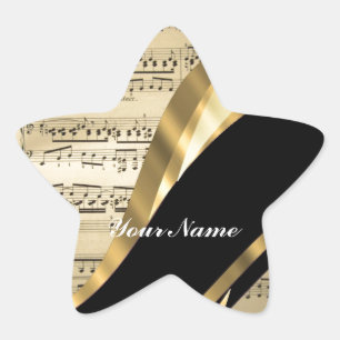 Elegant muziekblad ster sticker