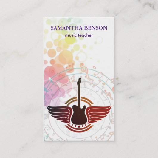 Elegant muzikant Visitekaartje met muzieknotitie (Voorkant)