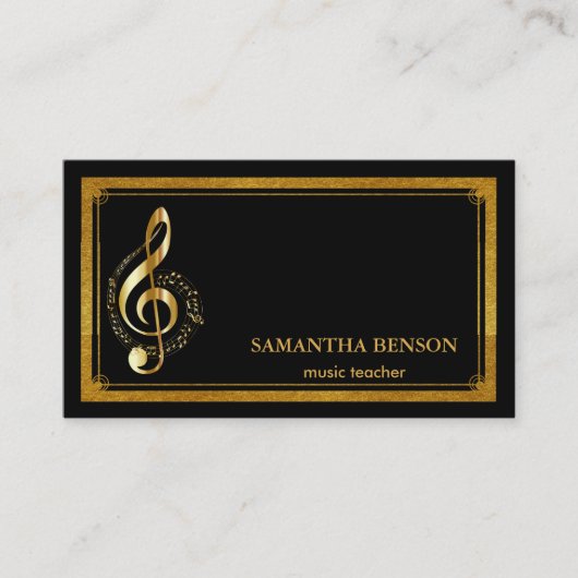 Elegant muzikant Visitekaartje met muzieknotitie (Voorkant)