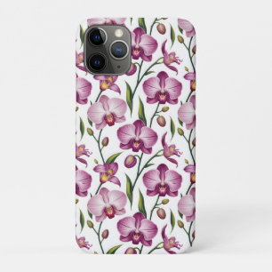 Elegant Naadloos Patroon van Paarse en Roze Orchid iPhone 11 Pro Hoesje