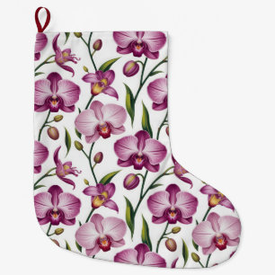 Elegant naadloos patroon van paarse en roze orchid grote kerstsok