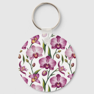 Elegant Naadloos Patroon van Paarse en Roze Orchid Sleutelhanger