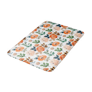 Elegant Naadloos Patroon van Waterverf Bloemen Badmat