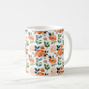 Elegant Naadloos Patroon van Waterverf Bloemen Koffiemok