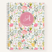 Elegant naam bloemmotief gepersonaliseerd met mono notitieboek (Voorkant)