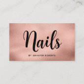Elegant Nail Salon Roos Gold Script Typografie Visitekaartje (Voorkant)