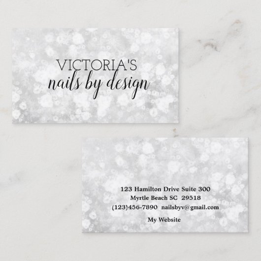 Elégant Nail Tech Marble Parties scintillant Carte (Devant / Derrière)
