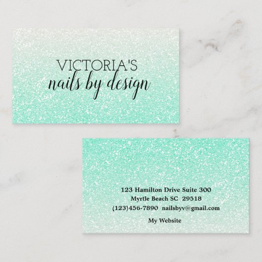 Elégant Nail Tech Mint Carte de visite de Parties  (Devant / Derrière)