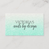 Elegant Nail Tech Mint Green Glitter Visitekaartje (Voorkant)