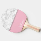 Elegant nam girly toe goud schitteren wit marmeren tafeltennisbatje (Zijkant)