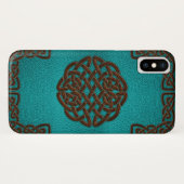 Elegant namaak leer Keltische knoop ontwerp Case-Mate iPhone Case (Achterkant (horizontaal))