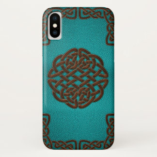 Elegant namaak leer Keltische knoop ontwerp iPhone X Hoesje