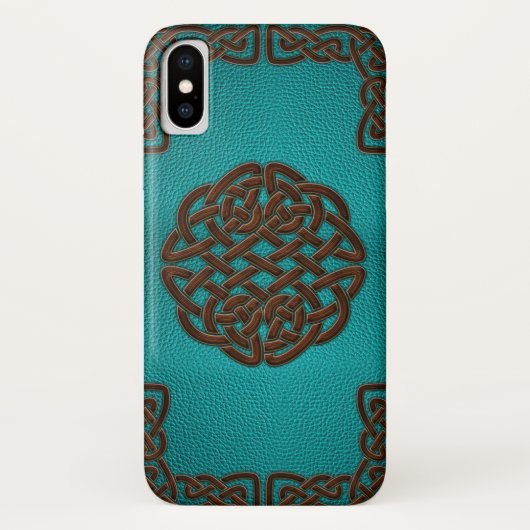 Elegant namaak leer Keltische knoop ontwerp Case-Mate iPhone Case (Achterkant)