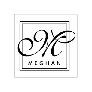 Elegant Name and Monogram Lijst Rubberstempel