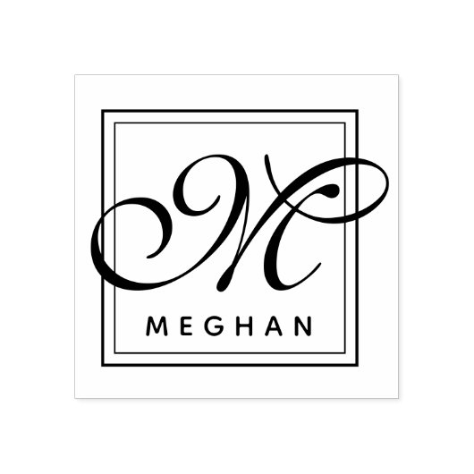 Elegant Name and Monogram Lijst Rubberstempel (Afrduk)