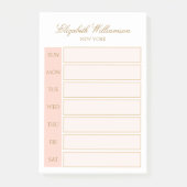 Elegant Name Blush Pink White Weekly Planner Post-it® Notes (Voorkant)