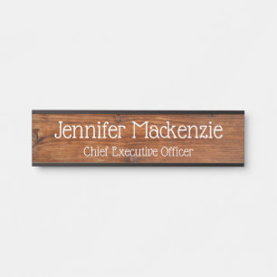 Elegant Name Bord Wood Grain Rustige deurplaat Deurbordje