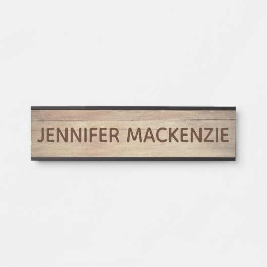 Elegant Name Bord Wood Grain Rustige deurplaat Deurbordje (Voorkant)