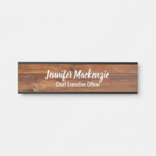 Elegant Name Bord Wood Grain Rustige deurplaat Deurbordje