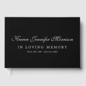 Elegant Name Gray Script Black In Loving Memory Gastenboek (Voorkant)