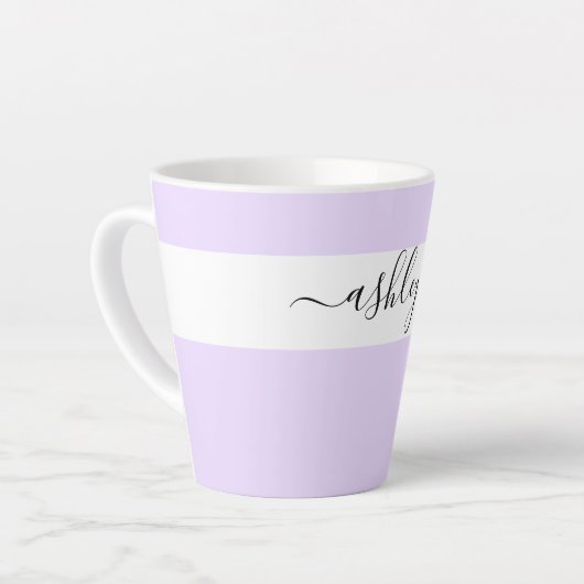 Elegant Name in Script Typography Lavender Latte Mok (Linkerhoek)