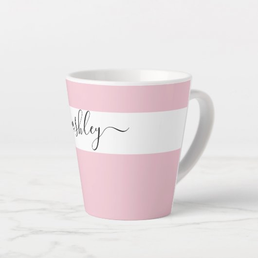 Elegant Name in Script Typography Pink Latte Mok (Rechterhoek)