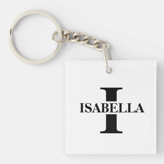Elegant Name Inside Initial Monogram Design Sleutelhanger (voorkant)