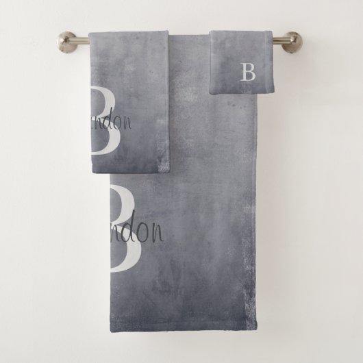 Elegant name monogram rustic Gray Bad Handdoek (Insitu)