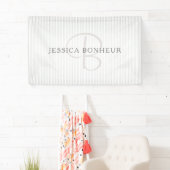 Elegant Name Monogram & Thin Gray Ombre Stripes Spandoek (Insitu)