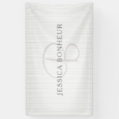 Elegant Name Monogram & Thin Gray Ombre Stripes Spandoek (Verticaal)