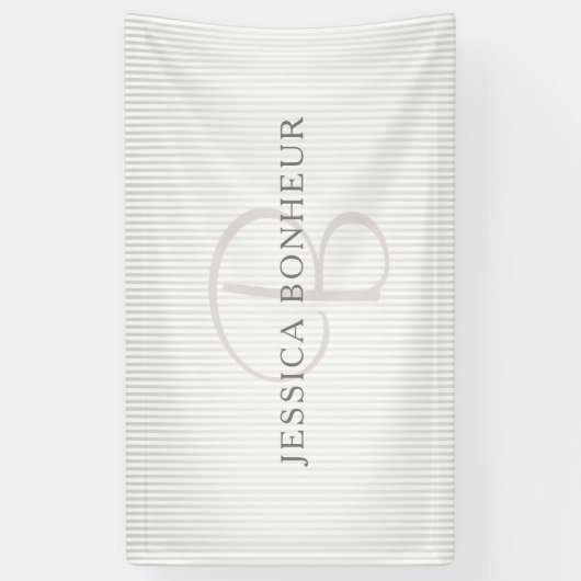 Elegant Name Monogram & Thin Gray Ombre Stripes Spandoek (Verticaal)