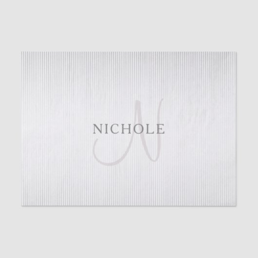 Elegant Name Monogram & Thin Gray Ombre Stripes Tissuepapier (Voorkant)