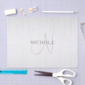 Elegant Name Monogram & Thin Gray Ombre Stripes Tissuepapier (Craft)