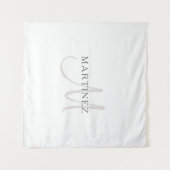 Elegant Name Monogram & White & Grey Wandkleed (Voorkant (horizontaal))