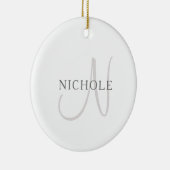 Elegant Name Monogram | Wit en grijs Keramisch Ornament (Rechts)