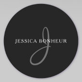 Elegant Name Monogram | Wit en grijs Ronde Sticker