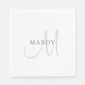 Elegant Name Monogram | Wit en grijs Servet (Voorkant)