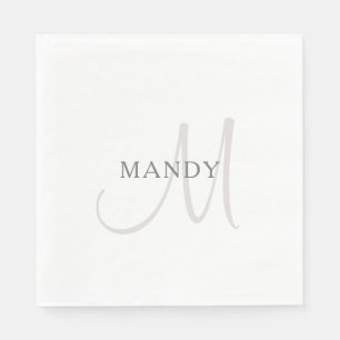 Elegant Name Monogram   Wit en grijs Servet