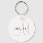 Elegant Name Monogram | Wit en grijs Sleutelhanger (Voorkant)