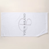 Elegant Name Monogram | Wit en grijs Strandlaken (Voorkant)
