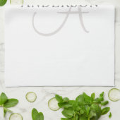 Elegant Name Monogram | Wit en grijs Theedoek (Gevouwen)