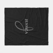 Elegant Name Monogram | Zwart wit en grijs Fleece Deken (Voorkant (Horizontaal))